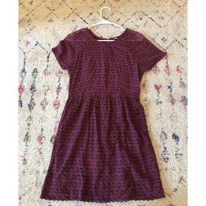 Free People Cotton Dress with Lace Overlay - Mauve